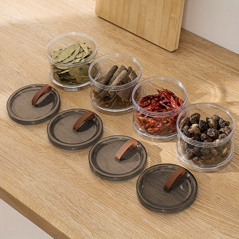 Caixa de Temperos Redonda de Três Andares de Mão, Recipiente Multicamadas para Conservação de Alimentos, Pote Transparente Hermético, Recipiente de Armazenamento de Grau Alimentício. Adequado para Grãos, Cereais, Lanches e Especiarias. Adequado para Armazenamento em Geladeira e Bancada, Organização