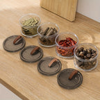 Caixa de Temperos Redonda de Três Andares de Mão, Recipiente Multicamadas para Conservação de Alimentos, Pote Transparente Hermético, Recipiente de Armazenamento de Grau Alimentício. Adequado para Grãos, Cereais, Lanches e Especiarias. Adequado para Armazenamento em Geladeira e Bancada, Organização
