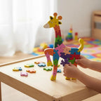 Quebra-cabeça Madeira Infantil Educativo Montessori Animais C/ 26 Peças Numeradas Brinquedo Didático