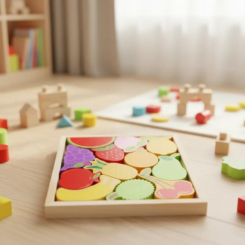 Quebra Cabeça Encaixe Divertido 3D Jogo da Velha MDF Educativo Brinquedo Bebê Pedagógico Sensorial