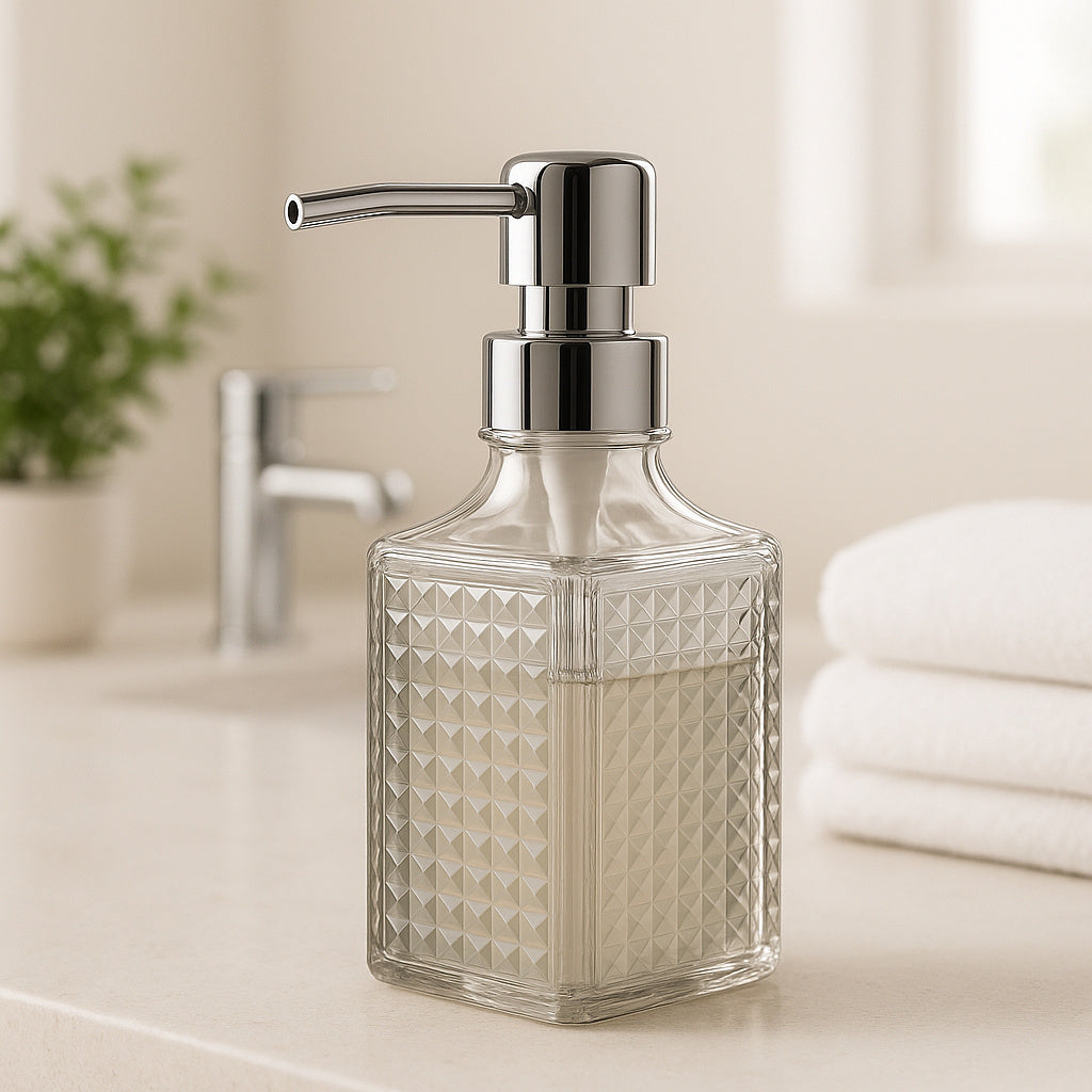 Porta Sabonete Líquido Vidro Transparente 370ml – Wolff Spike Luxo