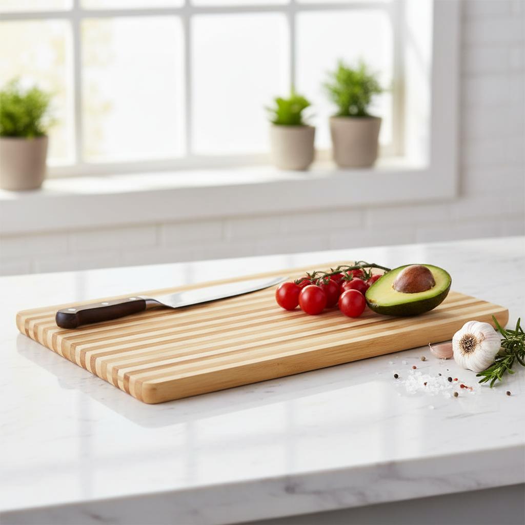 Tabua De Corte De Madeira / Bambu Multiuso Retangular 24x16