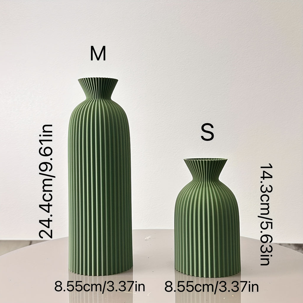 Conjunto de 2 Vasos de Arte Ondulados, Vasos para Arranjos de Flores Secas, Adequados para Vasos de Ornamentos de Decoração de Casa, Vasos de Decoração de Hall de Entrada, Ornamentos de Vasos de Secretária de Escritório