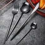 Kit 24 Jogo De Talheres Aço Inoxidável 416 Preto - Mars