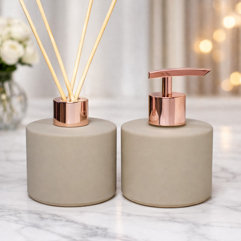 Kit lavabo Picolo Bege Modelo Luxo Com Porta Sabonete e Aromatizador de Ambiente