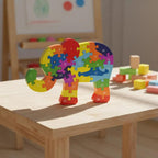 Quebra-cabeça Madeira Infantil Educativo Montessori Animais C/ 26 Peças Numeradas Brinquedo Didático