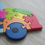 Quebra-cabeça Madeira Infantil Educativo Montessori Animais C/ 26 Peças Numeradas Brinquedo Didático