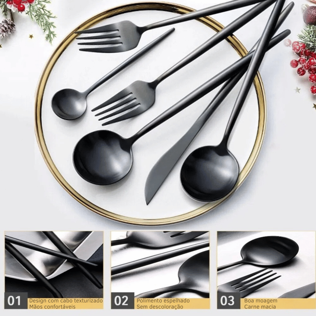 Conjunto de Talheres Elegância Inoxidável