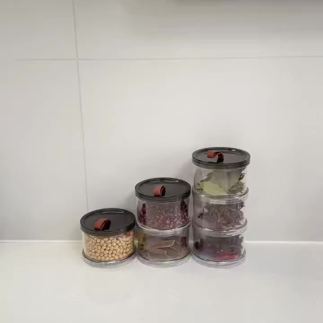Caixa de Temperos Redonda de Três Andares de Mão, Recipiente Multicamadas para Conservação de Alimentos, Pote Transparente Hermético, Recipiente de Armazenamento de Grau Alimentício. Adequado para Grãos, Cereais, Lanches e Especiarias. Adequado para Armazenamento em Geladeira e Bancada, Organização