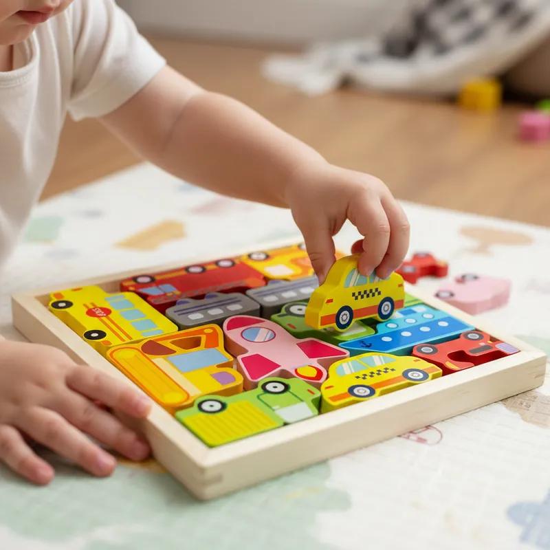 Quebra Cabeça Encaixe Divertido 3D Jogo da Velha MDF Educativo Brinquedo Bebê Pedagógico Sensorial