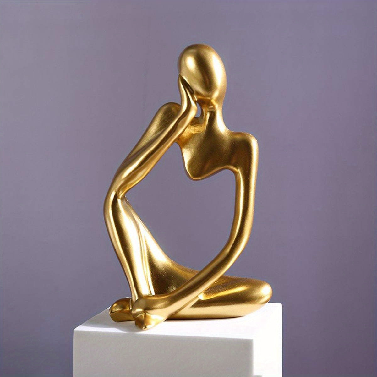 Mini Estátua Criativa de Pensador em Arenito, Estilo Europeu de Luxo Leve, Figura Abstrata em Resina, Ornamentos Artesanais para Estante de Escritório, Decorações para Sala de Estar, Varanda, Ornamentos de Secretária