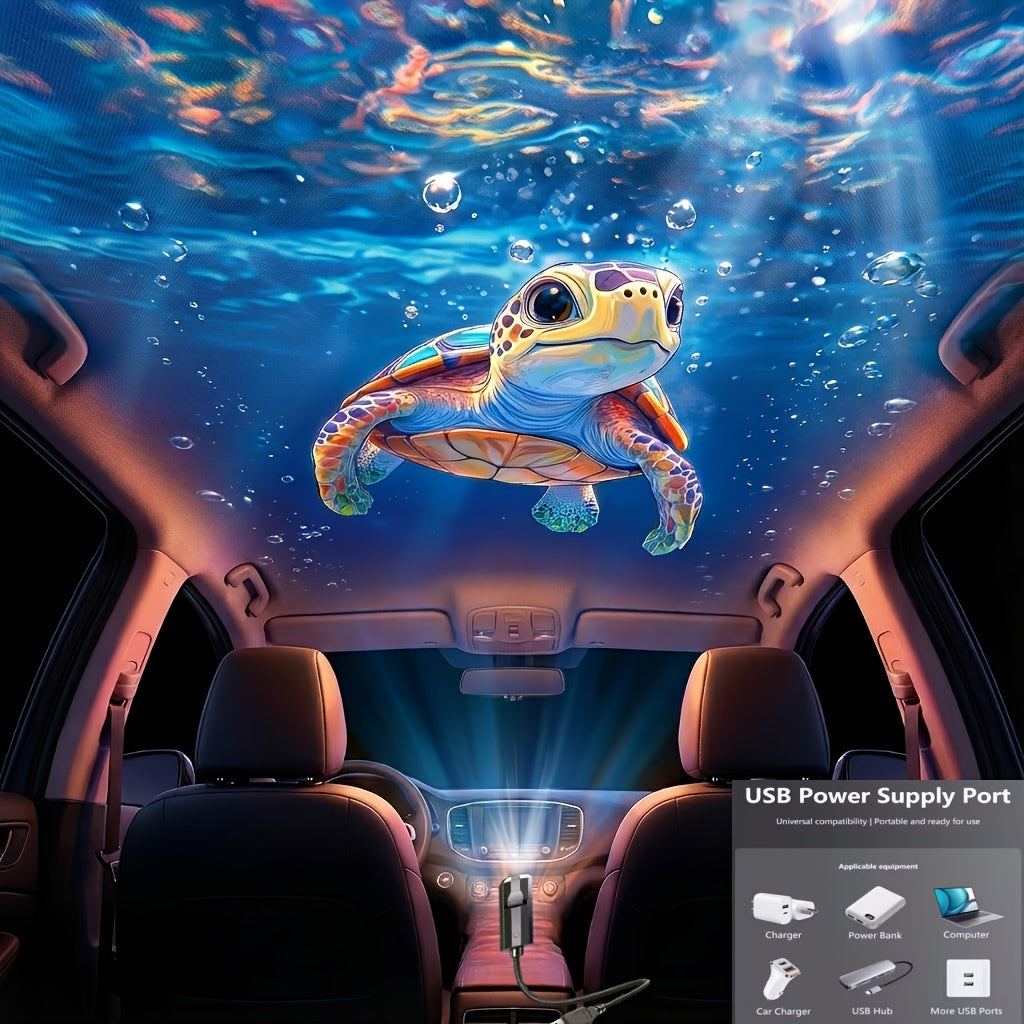 Projetor Portátil USB de Vida Marinha para Luz Noturna - Lâmpada Ambiente LED com Slides de Imagens Oceânicas Intercambiáveis (Baleia, Água-viva, Golfinho, Tartaruga) - Luz Noturna LED Romântica para Quarto, Sala de Estar, Teto do Carro - Decoração Criativa & Presente