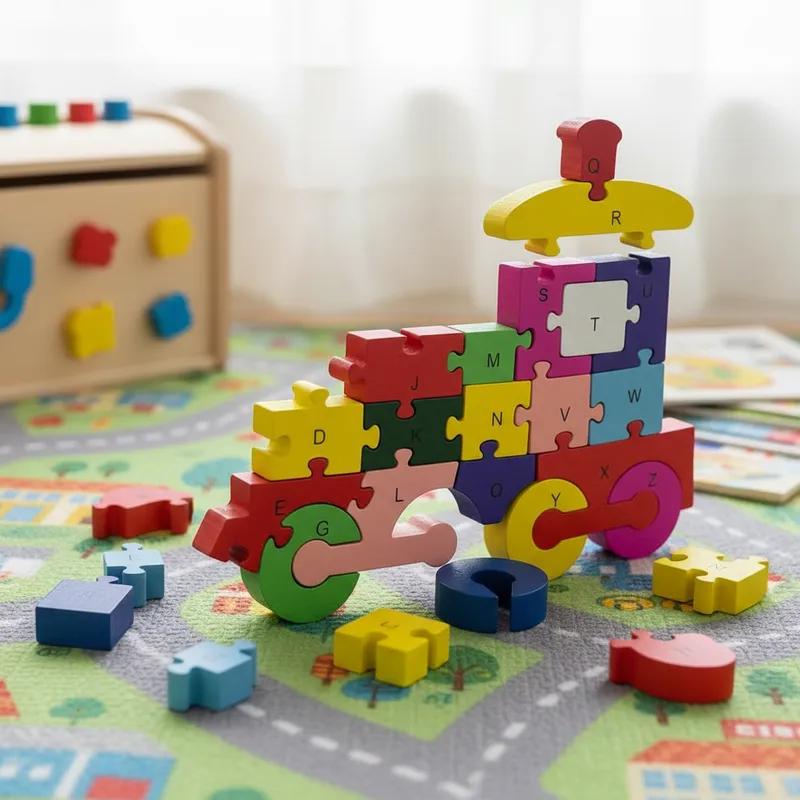 Quebra-cabeça Madeira Infantil Educativo Montessori Animais C/ 26 Peças Numeradas Brinquedo Didático
