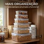 Kit Conjunto 6 Potes Herméticos Geladeira Marmita Tampa Click Vedação Silicone Borracha