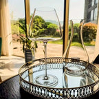 Taça de Vinho em Cristal Soprado à Mão - Elegante e Reutilizável, Ideal para Presente de Dia dos Namorados, Lavagem Manual, Multiuso para Vinho, Champanhe, Destilados, Copo para Ocasiões Especiais e Uso Diário, Decoração de Mesa