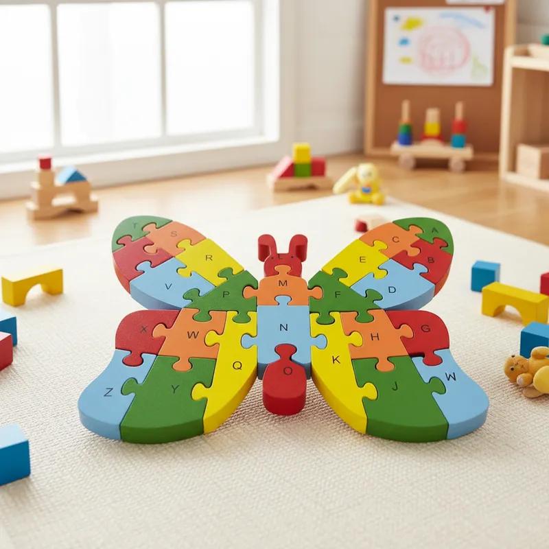 Quebra-cabeça Madeira Infantil Educativo Montessori Animais C/ 26 Peças Numeradas Brinquedo Didático
