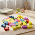 Quebra-cabeça Madeira Infantil Educativo Montessori Animais C/ 26 Peças Numeradas Brinquedo Didático