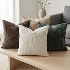 Conjunto de 4 Capas de Almofada Decorativas Boho em Chenille Macio com Textura, 45.72cm*45.72cm, Capas de Almofada Rústicas Lisas com Detalhes, Cores Misturadas, Fecho de Zíper, Tecido, Poliéster, Estilo Aconchegante de Casa de Campo, Lavar à Mão Apenas, Adequado para Primavera, Verão, Outono e Inverno