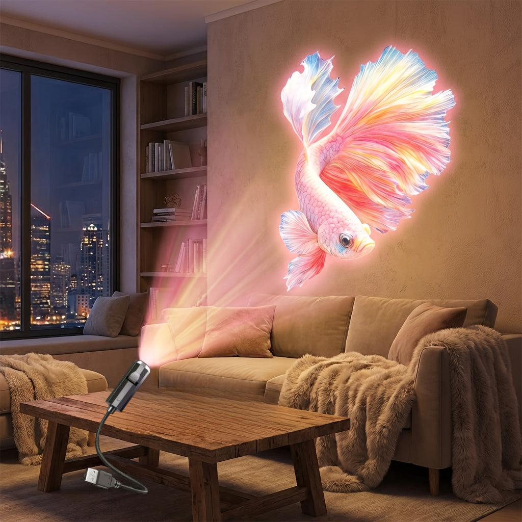 Projetor Portátil USB de Vida Marinha para Luz Noturna - Lâmpada Ambiente LED com Slides de Imagens Oceânicas Intercambiáveis (Baleia, Água-viva, Golfinho, Tartaruga) - Luz Noturna LED Romântica para Quarto, Sala de Estar, Teto do Carro - Decoração Criativa & Presente