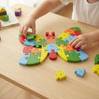 Quebra-cabeça Madeira Infantil Educativo Montessori Animais C/ 26 Peças Numeradas Brinquedo Didático
