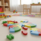 Quebra-cabeça Madeira Infantil Educativo Montessori Animais C/ 26 Peças Numeradas Brinquedo Didático