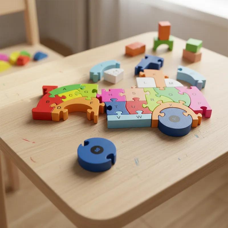 Quebra-cabeça Madeira Infantil Educativo Montessori Animais C/ 26 Peças Numeradas Brinquedo Didático