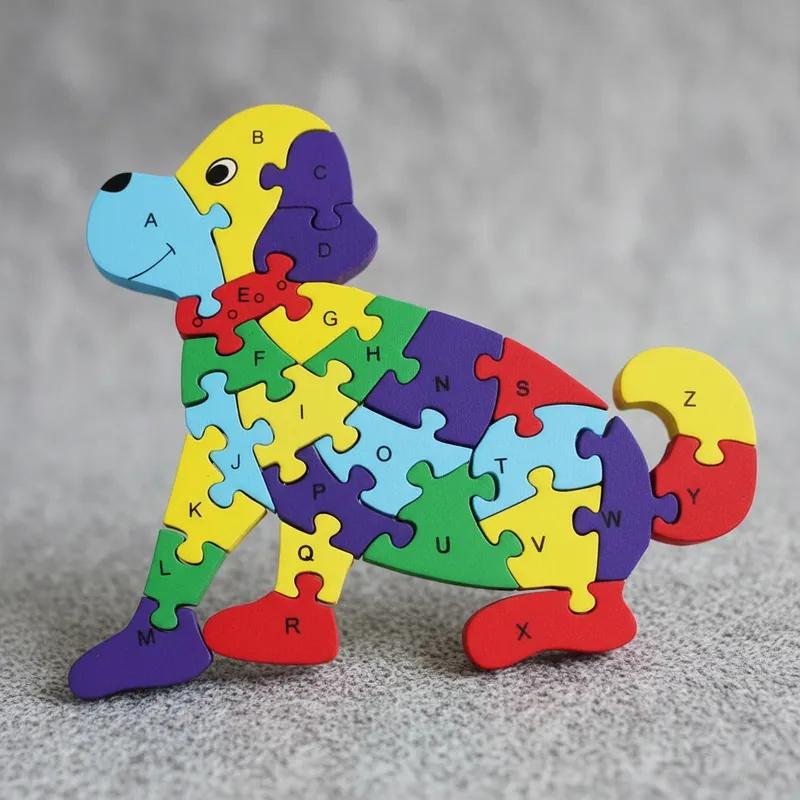 Quebra-cabeça Madeira Infantil Educativo Montessori Animais C/ 26 Peças Numeradas Brinquedo Didático