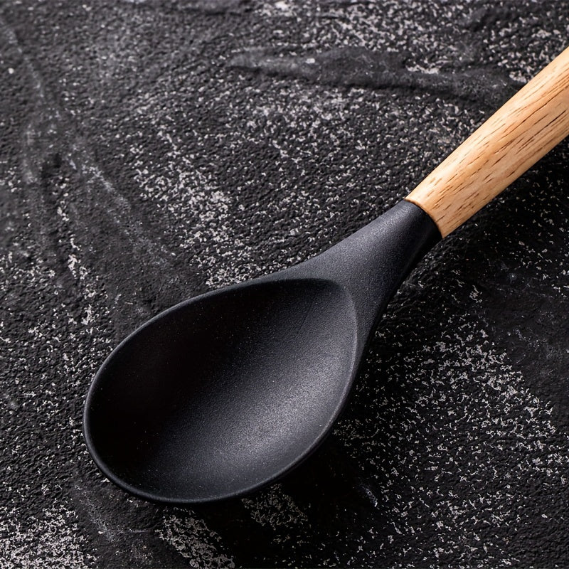 Conjunto de 5 peças, Conjunto de Utensílios de Cozinha em Silicone, Conjunto de Ferramentas de Cozinha para Cozinhar de Forma Segura, Conjunto de Utensílios Antiaderentes com Cabos de Madeira, Utensílios de Cozinha Modernos Laváveis, Acessórios de Cozinha, Gadgets de Cozinha, Adições Essenciais para a Cozinha