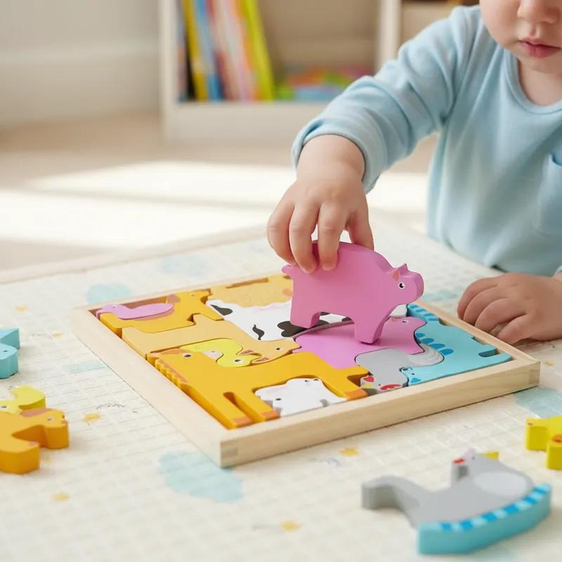 Quebra Cabeça Encaixe Divertido 3D Jogo da Velha MDF Educativo Brinquedo Bebê Pedagógico Sensorial