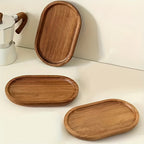 1 Tabuleiro de Servir Oval em Madeira Estilo Japonês - um Prato de Madeira Versátil Adequado para Uso Doméstico, na Cozinha e em Restaurantes - Perfeito para Servir Pequeno-Almoço, Pão, Sobremesas e Outros Artigos