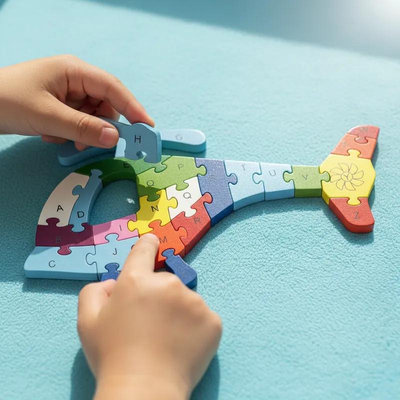 Quebra-cabeça Madeira Infantil Educativo Montessori Animais C/ 26 Peças Numeradas Brinquedo Didático