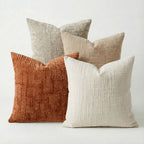 Conjunto de 4 Capas de Almofada Decorativas Boho em Chenille Macio com Textura, 45.72cm*45.72cm, Capas de Almofada Rústicas Lisas com Detalhes, Cores Misturadas, Fecho de Zíper, Tecido, Poliéster, Estilo Aconchegante de Casa de Campo, Lavar à Mão Apenas, Adequado para Primavera, Verão, Outono e Inverno