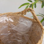 Cesto Cachepot de Palha Natural Com Forro De Plástico Para Vaso