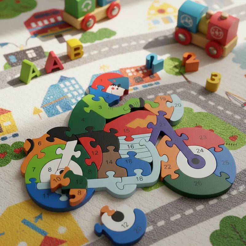 Quebra-cabeça Madeira Infantil Educativo Montessori Animais C/ 26 Peças Numeradas Brinquedo Didático