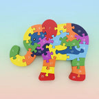 Quebra-cabeça Madeira Infantil Educativo Montessori Animais C/ 26 Peças Numeradas Brinquedo Didático