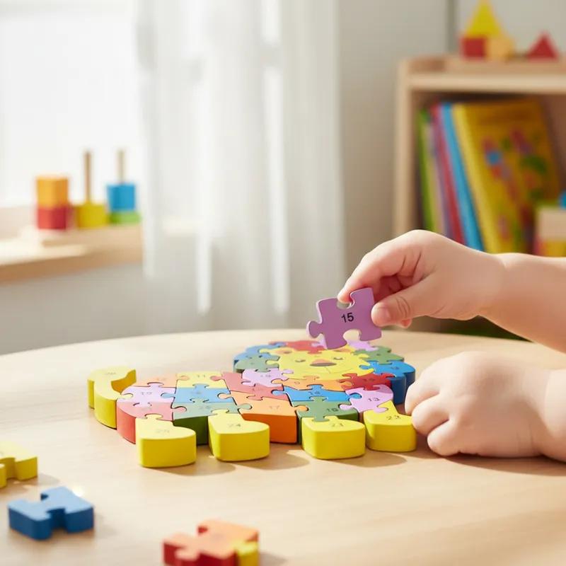 Quebra-cabeça Madeira Infantil Educativo Montessori Animais C/ 26 Peças Numeradas Brinquedo Didático