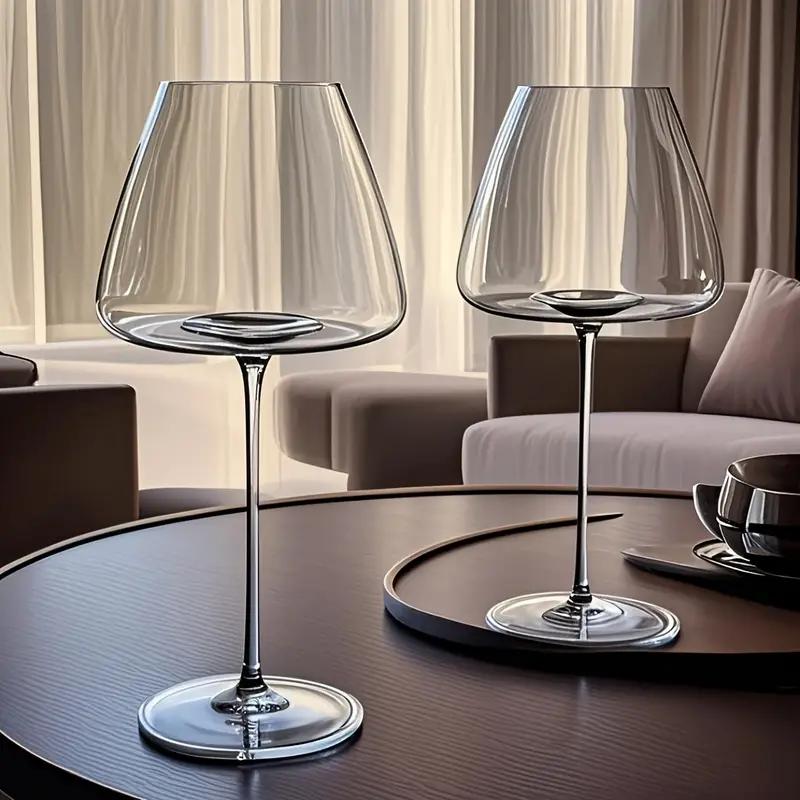 Taça de Vinho em Cristal Soprado à Mão - Elegante e Reutilizável, Ideal para Presente de Dia dos Namorados, Lavagem Manual, Multiuso para Vinho, Champanhe, Destilados, Copo para Ocasiões Especiais e Uso Diário, Decoração de Mesa