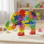 Quebra-cabeça Madeira Infantil Educativo Montessori Animais C/ 26 Peças Numeradas Brinquedo Didático