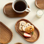 1 Tabuleiro de Servir Oval em Madeira Estilo Japonês - um Prato de Madeira Versátil Adequado para Uso Doméstico, na Cozinha e em Restaurantes - Perfeito para Servir Pequeno-Almoço, Pão, Sobremesas e Outros Artigos
