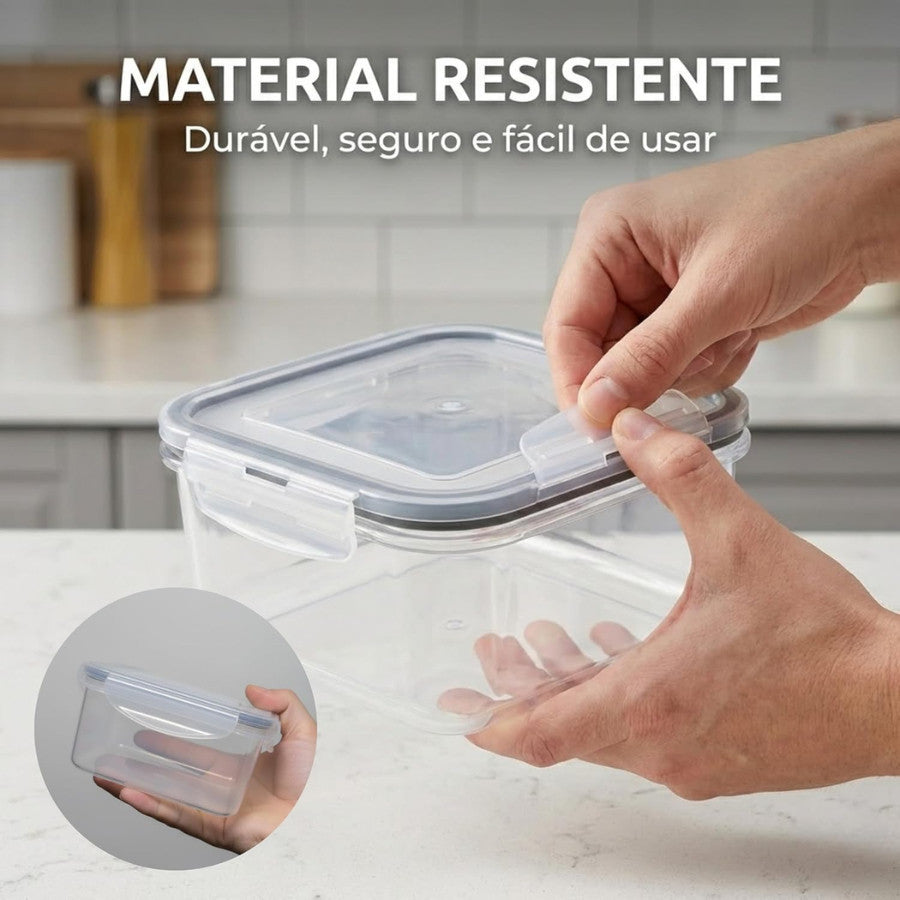 Kit Conjunto 6 Potes Herméticos Geladeira Marmita Tampa Click Vedação Silicone Borracha