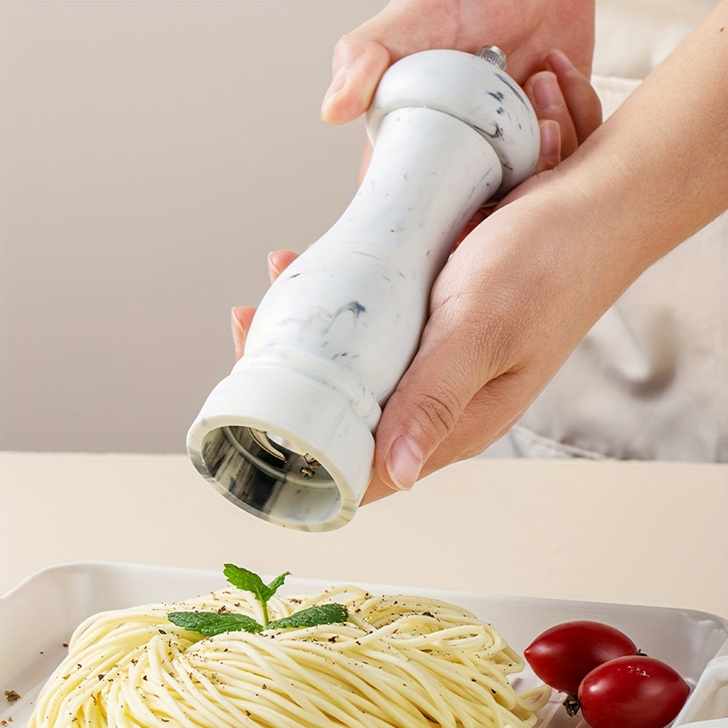 1 Moedor de Pimenta com Padrão de Mármore para Uso Doméstico, Moinho de Pimentão Preto e Sal Marinho, Garrafa de Condimentos para Bife Ocidental
