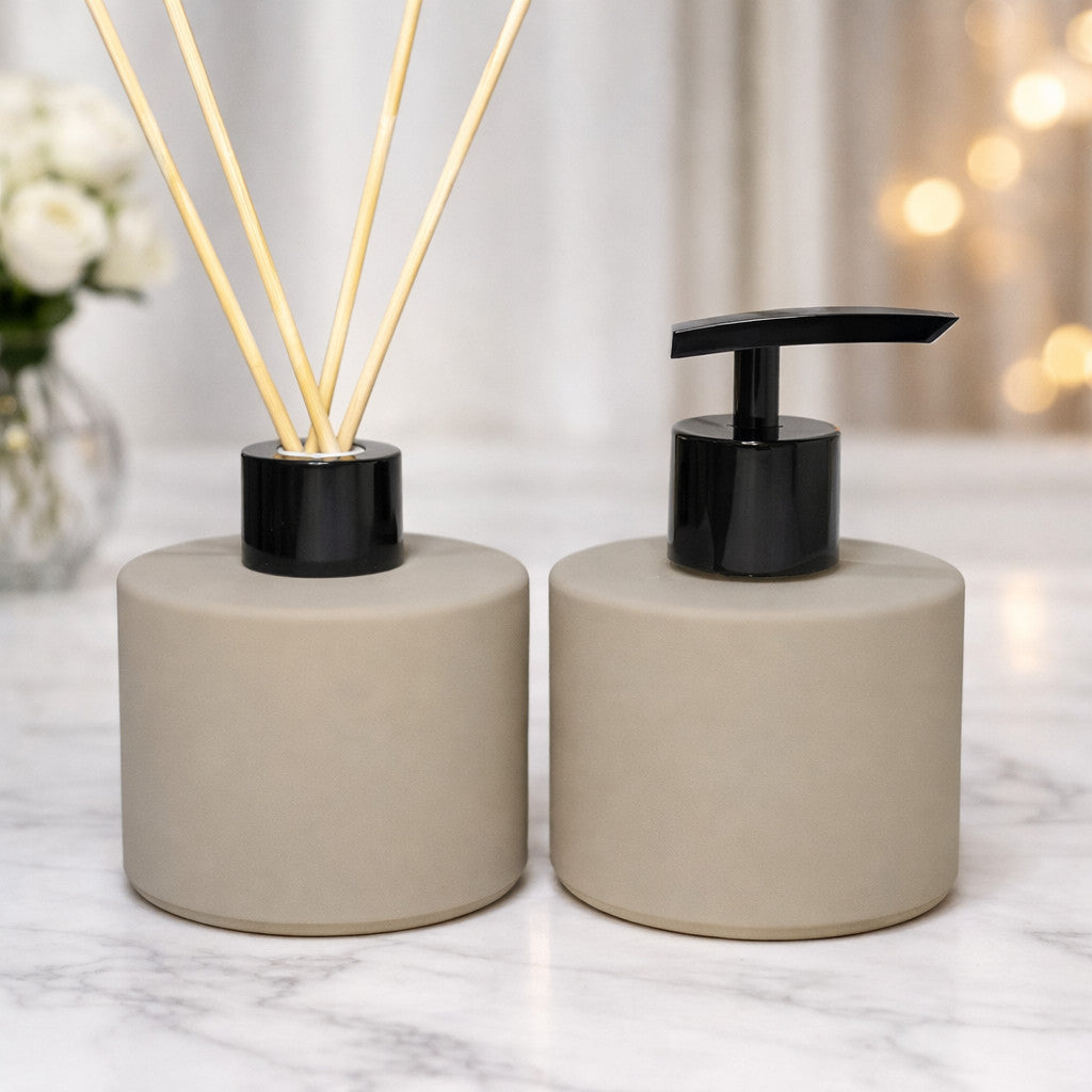 Kit lavabo Picolo Bege Modelo Luxo Com Porta Sabonete e Aromatizador de Ambiente