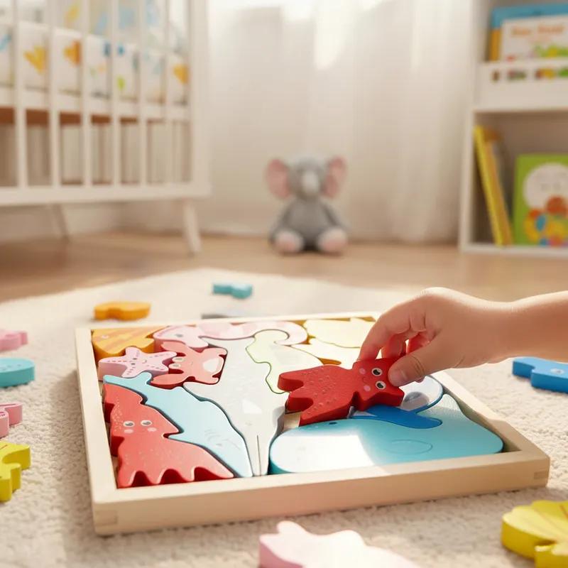 Quebra Cabeça Encaixe Divertido 3D Jogo da Velha MDF Educativo Brinquedo Bebê Pedagógico Sensorial