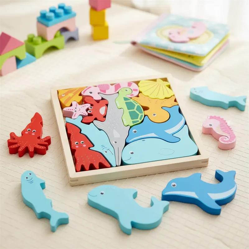 Quebra Cabeça Encaixe Divertido 3D Jogo da Velha MDF Educativo Brinquedo Bebê Pedagógico Sensorial