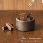 1 Conjunto Difusor de Madeira - Dispensador de Aroma de Vareta de Madeira Redonda para Casa, Escritório, Estudo - Cilindro de Cheiro de Libertação Lenta, Sem Fogo, Sem Necessidade de Bateria - Suporte Decorativo para Óleos Essenciais, Adições