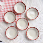 Conjunto de 4 Pratos de Cerâmica às Riscas com Bordas Verdes - Taças de Molho para Imersão de Cor Sólida Fáceis, Pratos de Snacks de 4,5 polegadas, Taças de Sobremesa, Adequadas para Cozinhas Domésticas e Restaurantes, para Servir Condimentos, Marmeladas, Sushi, Ketchup, Churrascos, Festas, Bolos
