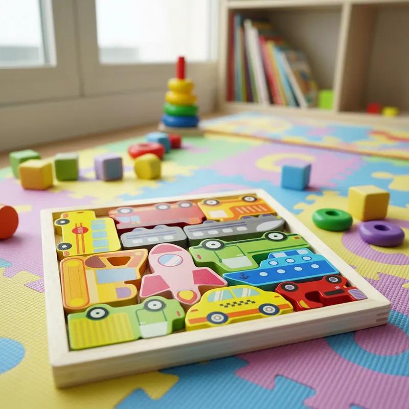 Quebra Cabeça Encaixe Divertido 3D Jogo da Velha MDF Educativo Brinquedo Bebê Pedagógico Sensorial