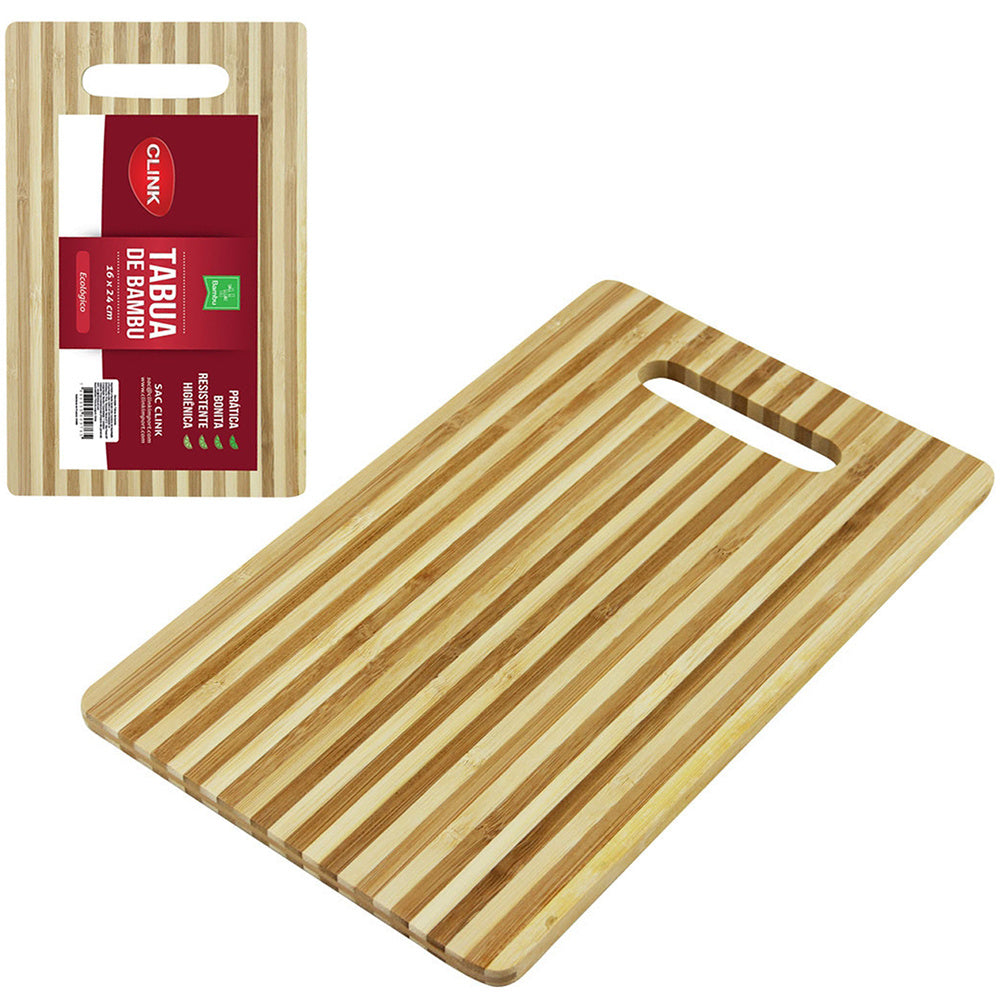 Tabua De Corte De Madeira / Bambu Multiuso Retangular 24x16