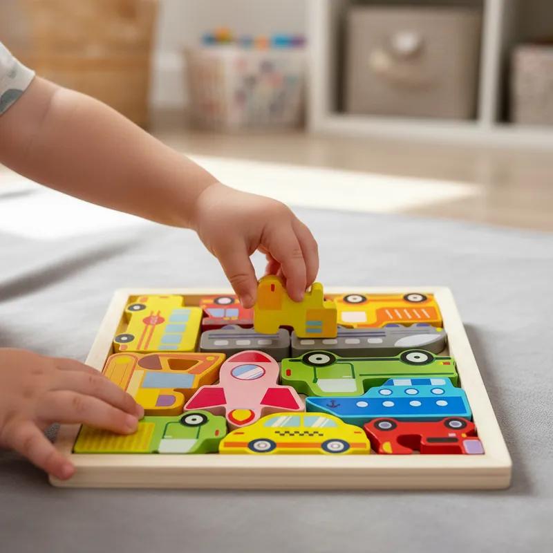 Quebra Cabeça Encaixe Divertido 3D Jogo da Velha MDF Educativo Brinquedo Bebê Pedagógico Sensorial