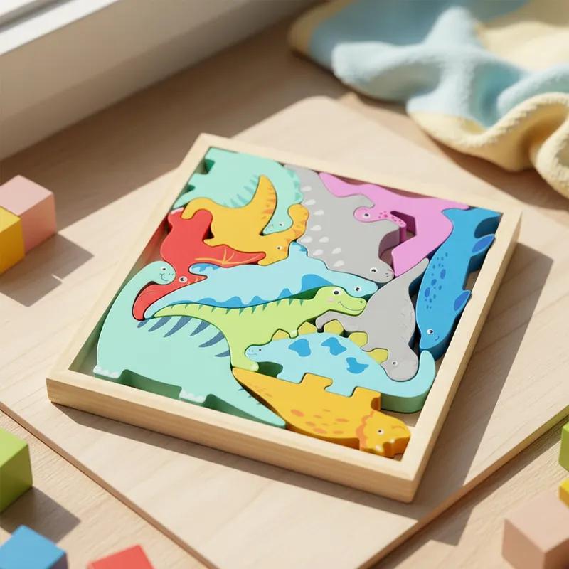 Quebra Cabeça Encaixe Divertido 3D Jogo da Velha MDF Educativo Brinquedo Bebê Pedagógico Sensorial